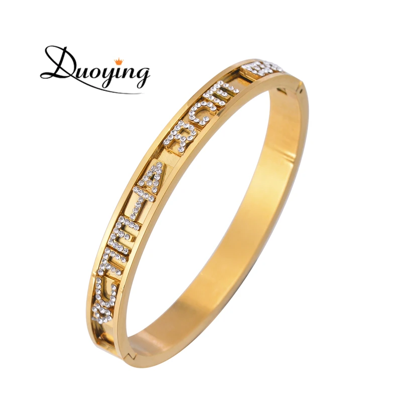 Imagem -05 - Duoying Pulseiras com Nome Personalizado Bracelete Deslizante de Zircônia com Berloque de Nome Personalizado