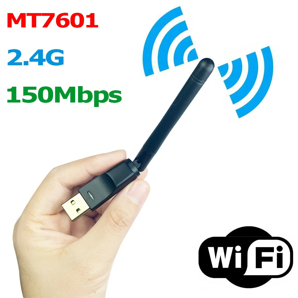 MT7601 WiFi Adapter 150Mbps 2.4Ghz 802.11/b/g/n USB2.0 Rotatable USB WiFi Antenna 7601