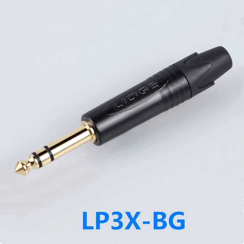 10pcs brand LP3X LP3X-BG 24K NP3X NP3X-B plated rhodium 3 Pole 6.35 mm 6.5mm Stereo Jack Plug DIY Cable