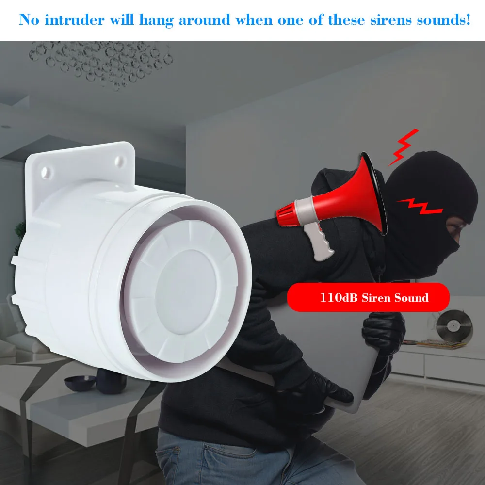 External Mini Wired Siren 110dB Prompt Alert Alarm to Anti-thief Intrusion Smoke Alarm & Gas Leakage from Home Alarm System