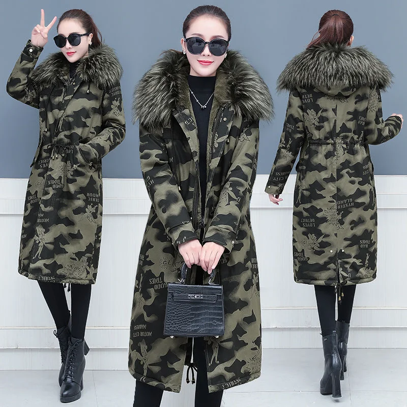 Female Winter Jacket 2021 New Coat Cotton-Padded Jacket Women Over Knee Cotton-Padded Jacket Winter Jacket Women Mid-length GT72