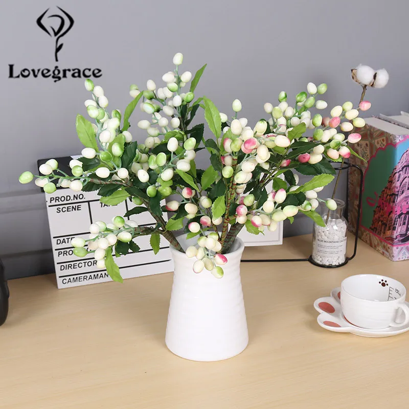 Lovegrace  Bridal bouquet olive branch Christmas simulation flower olive fruit bean home decoration flower wall artificial flowe