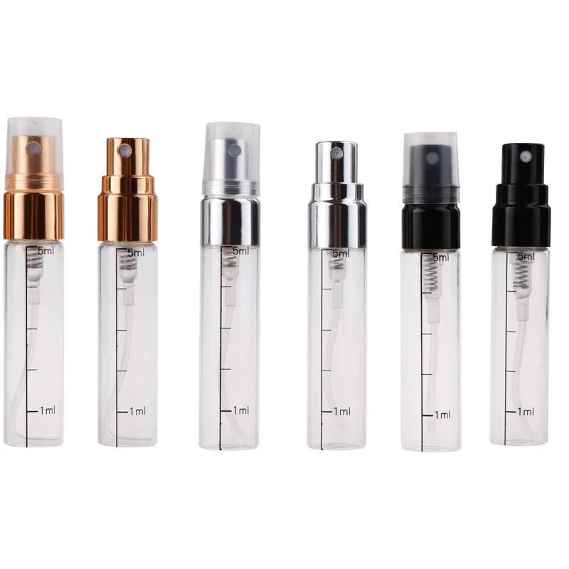 20/50pcs ขวดน้ําหอมแก้ว 5ML Mist สเปรย์ขวด Atomizador ขวดน้ําหอม 5g เครื่องสําอางค์สเปรย์คอนเทนเนอร์ขนาด