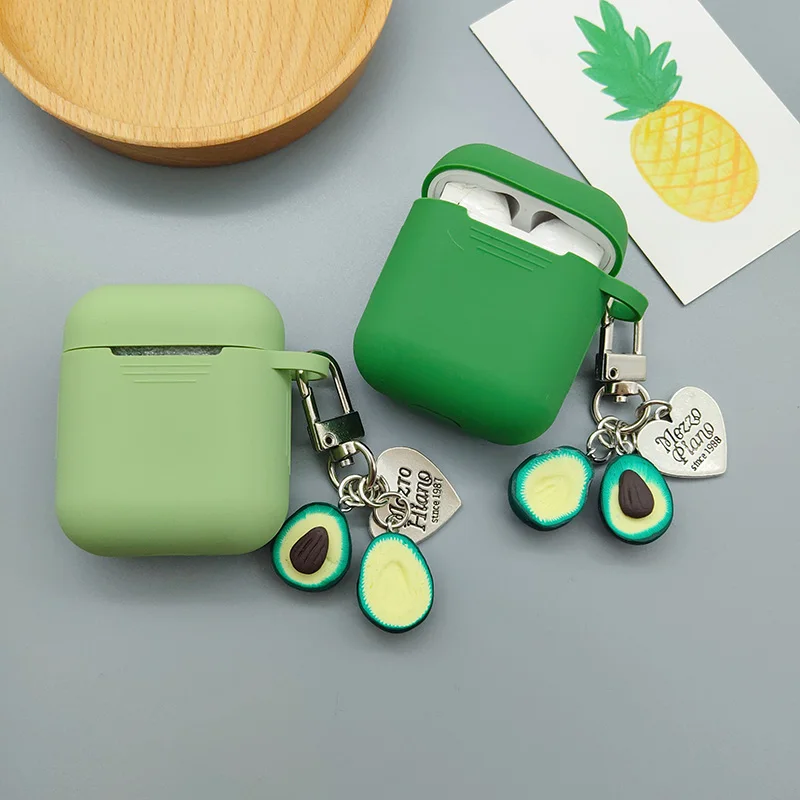 เคสซิลิโคนอโวคาโดสีเขียวน่ารักฤดูร้อนสำหรับ Apple airpods Pro 2เคสครอบหูฟังสำหรับ airpods 1/2/3กล่องชาร์จ