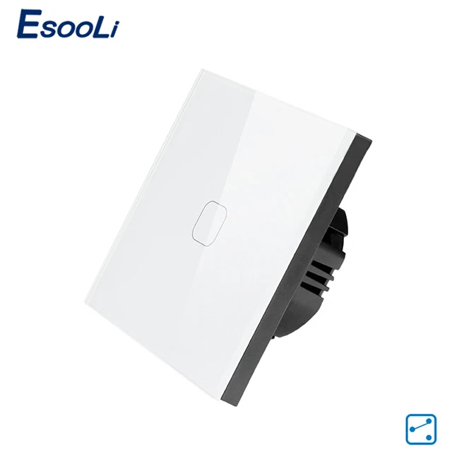 Esooli Eu Standard Muur Light Touch Switch 1 Gang 2 Way Control Muur Light Touch Screen Switch, crystal Glass Panel