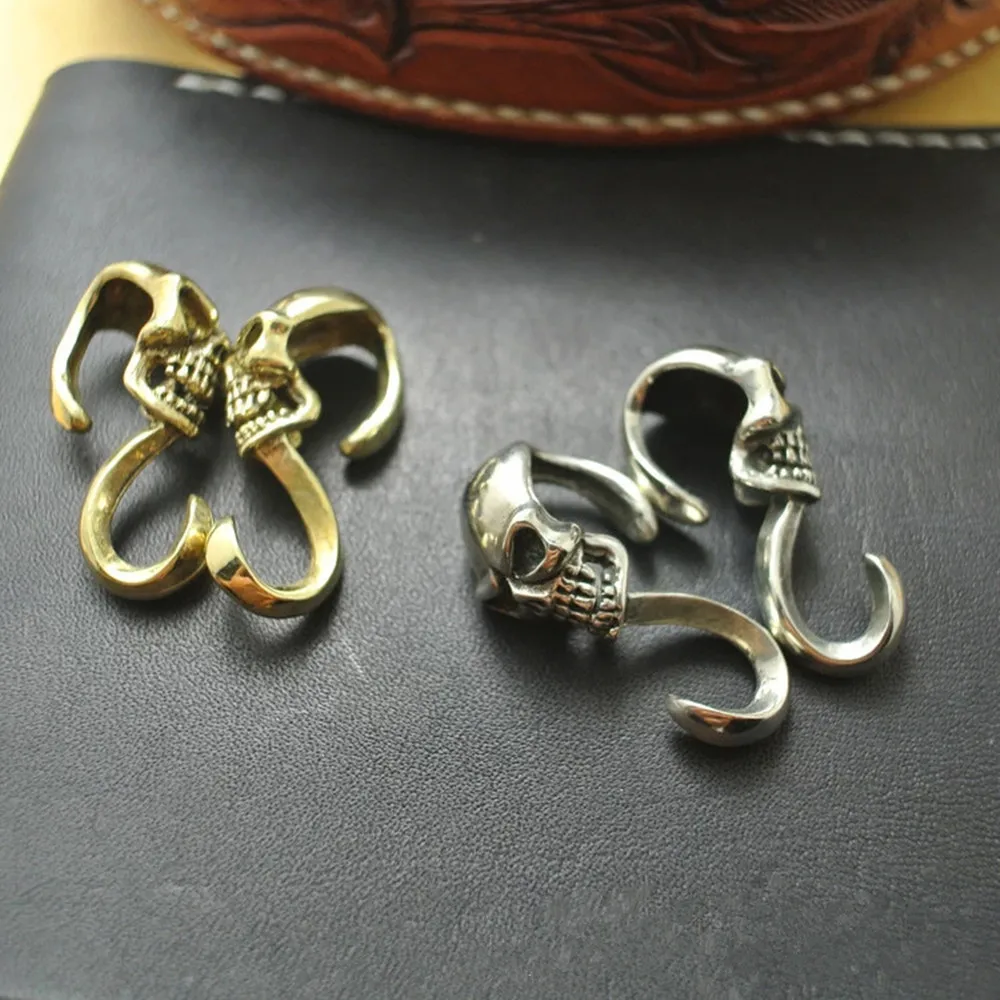 1pcs S Shape skull Hook Clasps pure brass Jew popular craftselry Findings eather carving accessories wholesale Solid brass