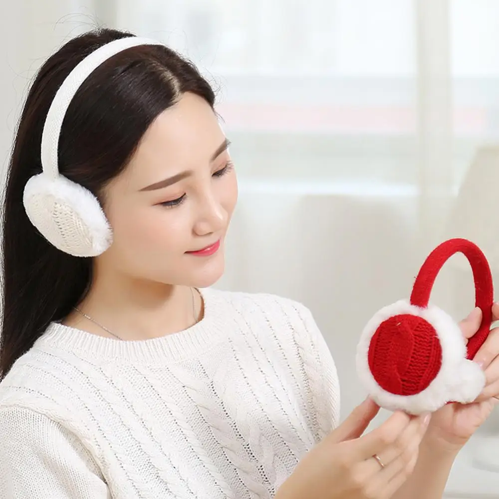 2022 mulheres de pele de malha earmuff outono inverno quente pelúcia malha orelha muffs capas de ouvido tempo frio à prova vento orelha mais quente orejeras