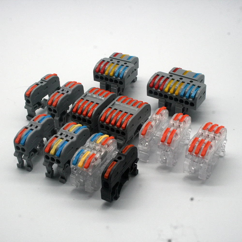 Din Rail Mini Snelle Wire Cable Connectors Universele Compact Dirigent Lente Splicing Bedrading Connector Push-In Terminal Block