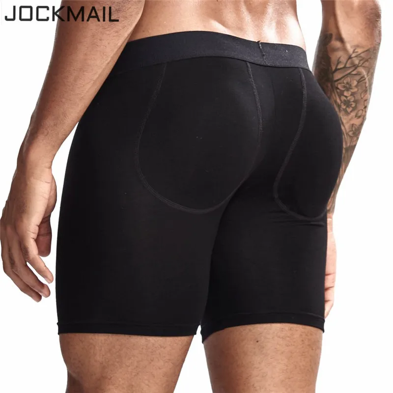 JOCKMAIL Sexy Men\'s Butt Lifter Padded Underwear Boxer Long Shorts naturally lift butt Removable padding for rear enhancement