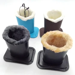 PU Leather Eyeglass Holders Sunglass Stands With Soft Plush Lining Eyeglass Holder Stands Safe Plush Lined Glasses Case