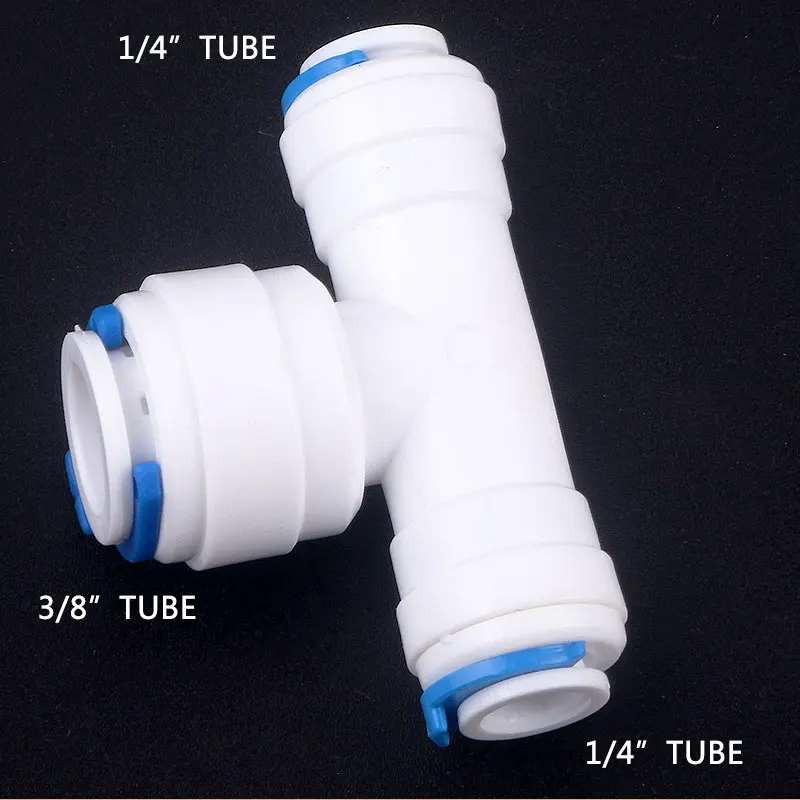 1/4 "3/8" 1/4 "เส้นผ่าศูนย์กลางท่อช้าง6.5MM9.5MM 3 Way Teeเชื่อมต่ออย่างรวดเร็วPush FitระบบROน้ำ232อุปกรณ์T Tipy Fast Joint