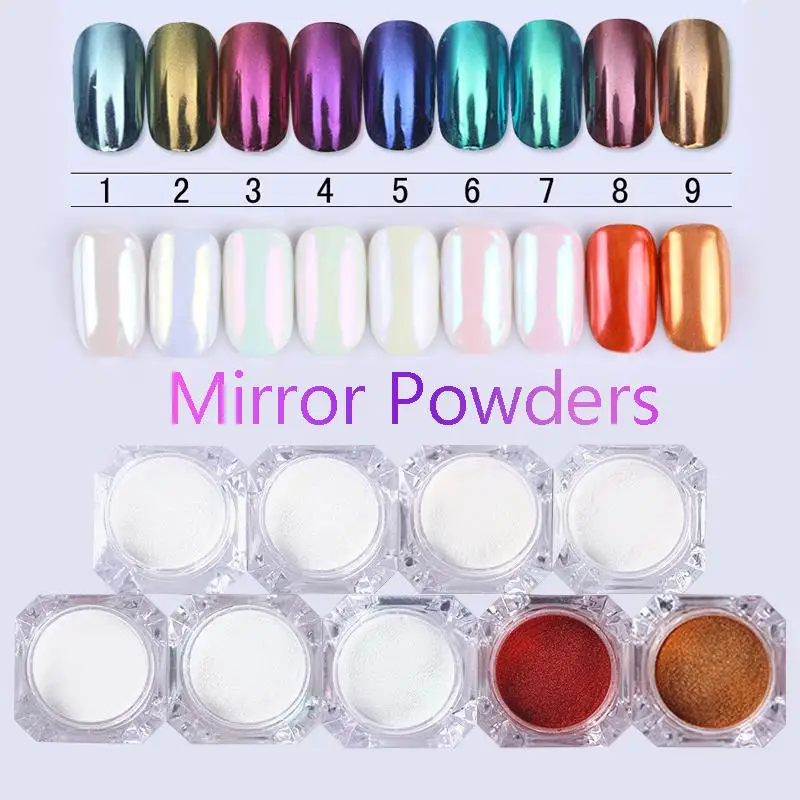 1 Box Neon sparkle Mirror Nail Glitter Pearl Powder Auroras Iridescent Effect Nails  Pigment Dust UV Gel Polish Decor