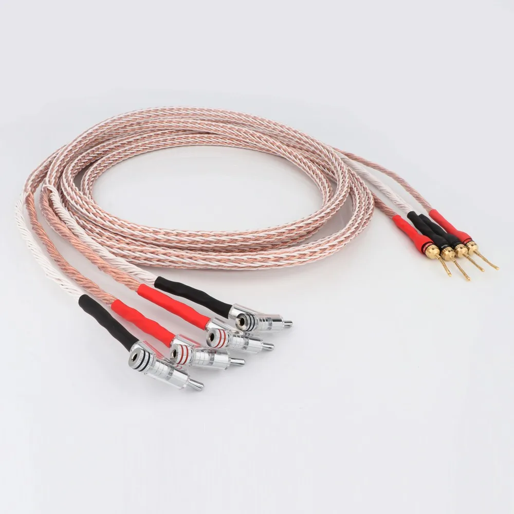 

High Quality HI-End 12TC Speaker Cable OCC Copper Audiophile Loudspeaker Cable With Braided Banana Plug