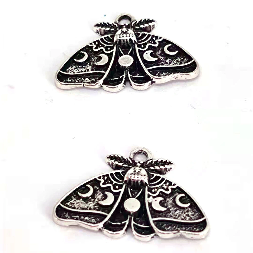 hzew 5pcs Moon Moth Pendant charms Women Wedding Party Fashion Jewelry charms Gifts Female Bijoux for women man Accessories