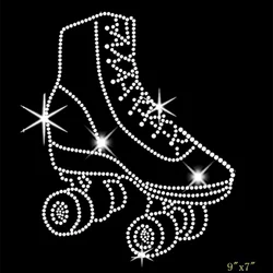 2pc/lot Crystal Rhinestone Strass Iron on Transfer Applique Patch Skate Shoes Sticker Hot Fix Motif for Shirt Coat
