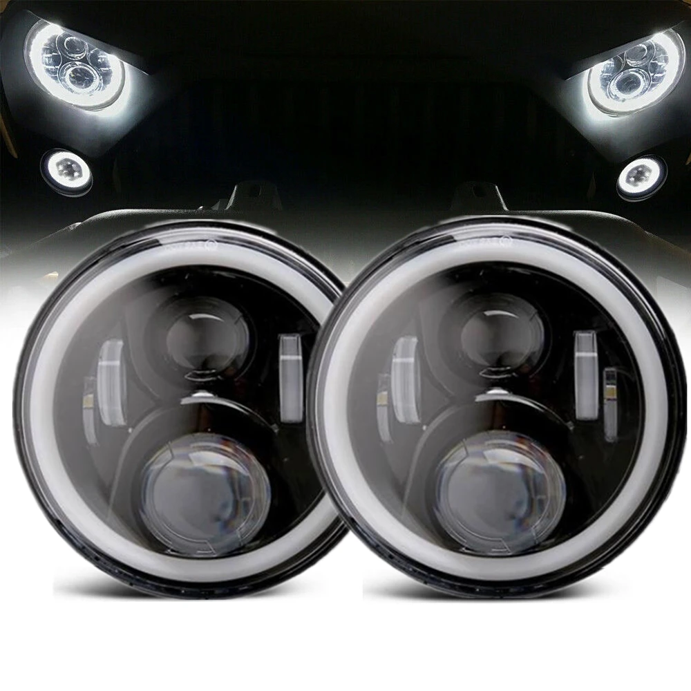 2pc 7inch Headlight For Lada Niva Urban 4x4 Accessories 60W Halo DRL Front Bumper Led Light For Jeep Wrangler JK TJ 1997-2017