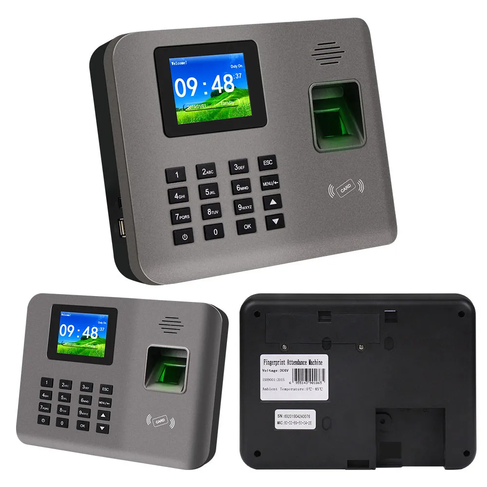 Realand 2.4inch Biometric Fingerprint Time Attendance Machine RFID Card TCP/IP/USB Employee Check-in/Check-out Device Software