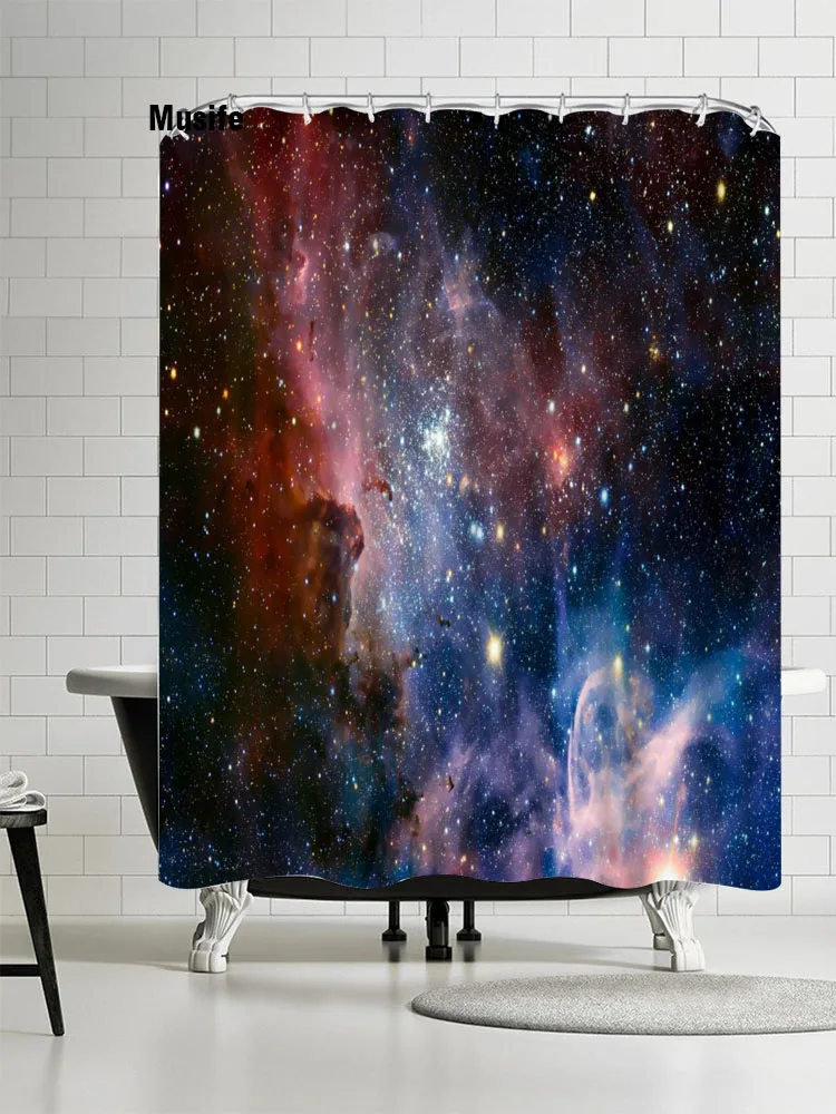 

Musife Custom High Quality Galaxy Pattern Shower Curtain Waterproof Bathroom Polyester Fabric Bathroom Curtain