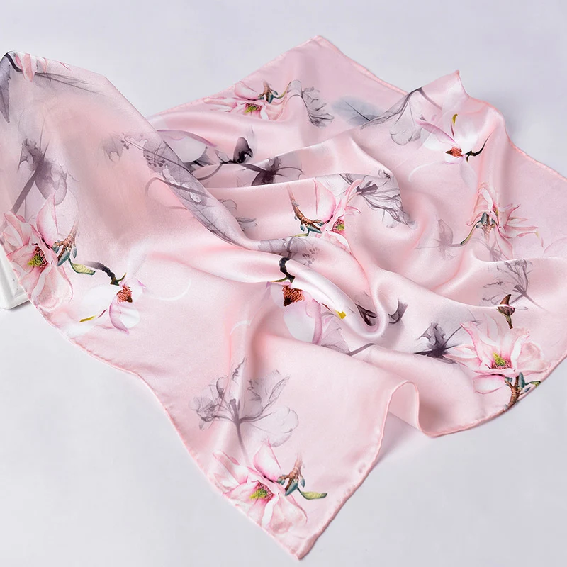 100% Real Silk Square Scarf For Women Print Bandana Natural Silk Headscarf kerchief Small Suqare Silk Scarf Hair Scarves 65x65cm