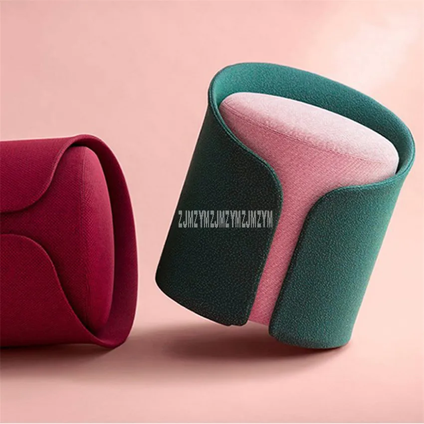 Simple Cloth Art Doorway Shoes Change Stool Sofa Ottoman Stool Mini Creative Modern Upholstered Round Linen Cotton Makeup Stool