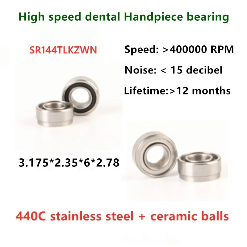 

10pcs Kavo high speed Handpiece Dental bearing SR144TLKZWN 3.175*6.35*6*2.78mm SR144 stainless steel hybrid ceramic balls P4