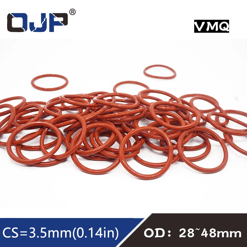 5PCS/Lot Red Silicon Rings Silicone/VMQ O-ring 3.5mm Thickness OD28/32/35/37/38/40/45/48mm Rubber ring Sealing Gasket Sanitary W