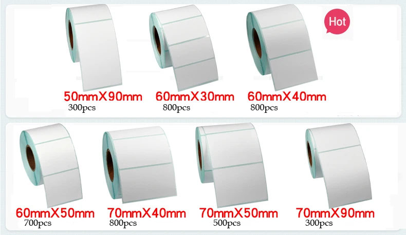 White Blank, Waterproof, Oil-Proof, Scratch-Proof, Thermal Paper 50*30 20 25 60X40 70 80 Self-Adhesive Barcode Printing