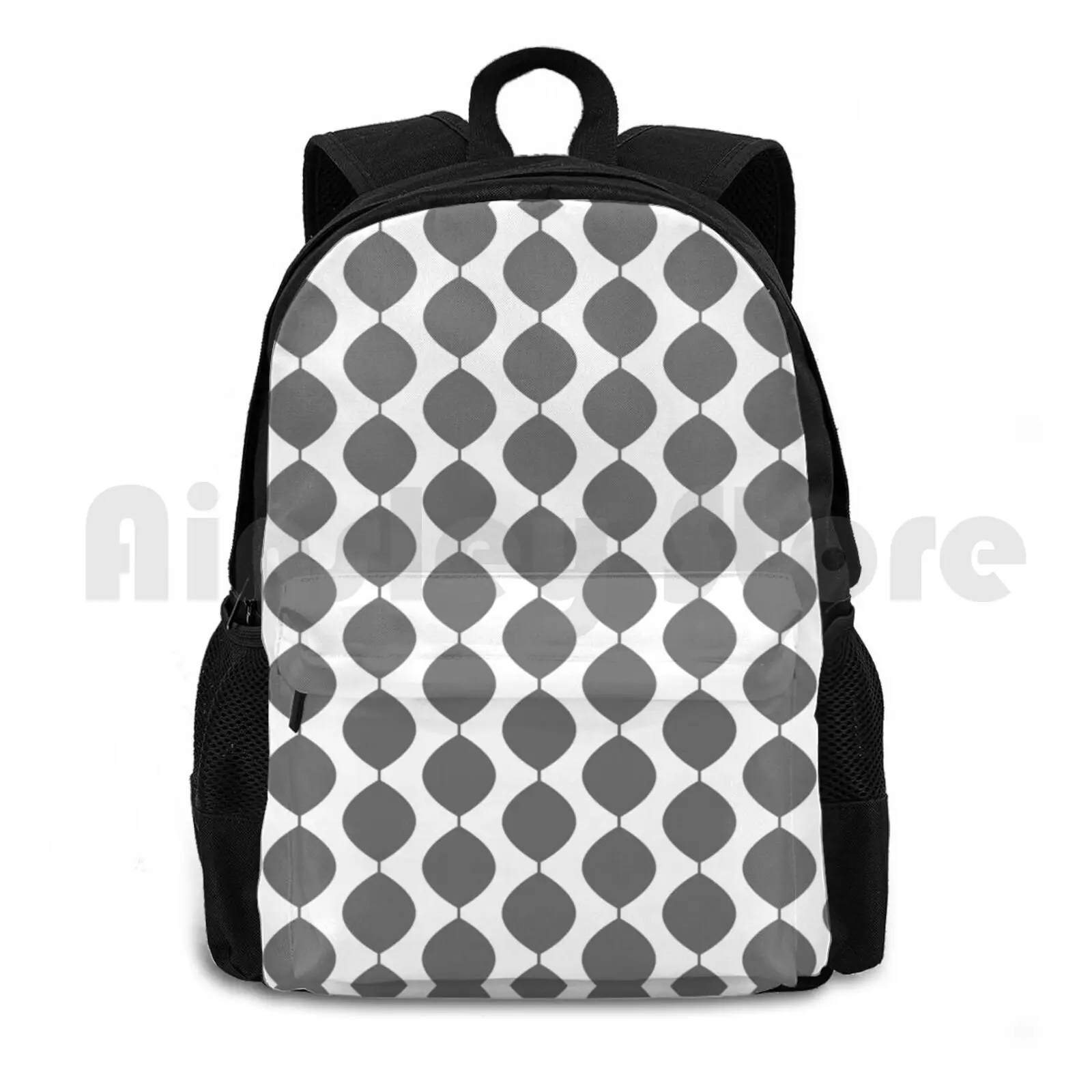 

Midcentury Modern Retro 60s Waves Pattern (65% Grey) Открытый походный рюкзак для верховой езды, скалолазания, спортивная сумка 1950-х 1960-х, 50-х, 60-х годов