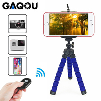 GAQOU Tripod + Clip Stand Mini Flexible For Camera Mobile Phone Holder Stand Flexible Octopus Sponge Tripod Bracket with Remote