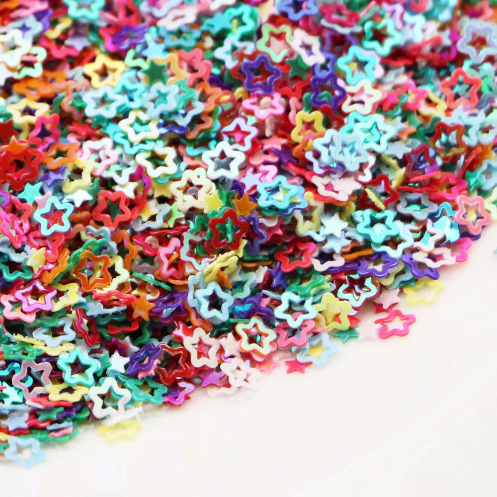 Loose Sequins 5mm Hollow Star Shape Sequins For Nail Crafts DIY Sewing Needlework Clothes PVC Paillette Confetti Craft