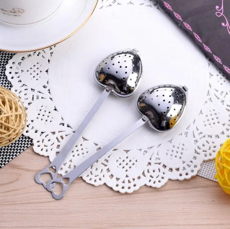 

Stainless Steel Heart Shape Tea Infuser 500pcs Spoon Strainer Steeper Fashion Handle Shower Tea Filter Free Shipping Wholesale