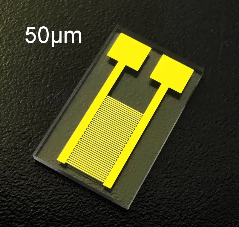 transparente interdigital eletrodo quartzo capacitor de vidro matriz mems gas biosensor deteccao fotoeletrica 50um 01