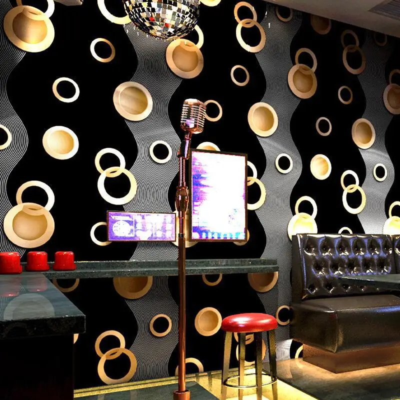 Ktv wallpaper karaoke bars flash wall covering 3d stereoscopic reflective special bar box luminous round background wall