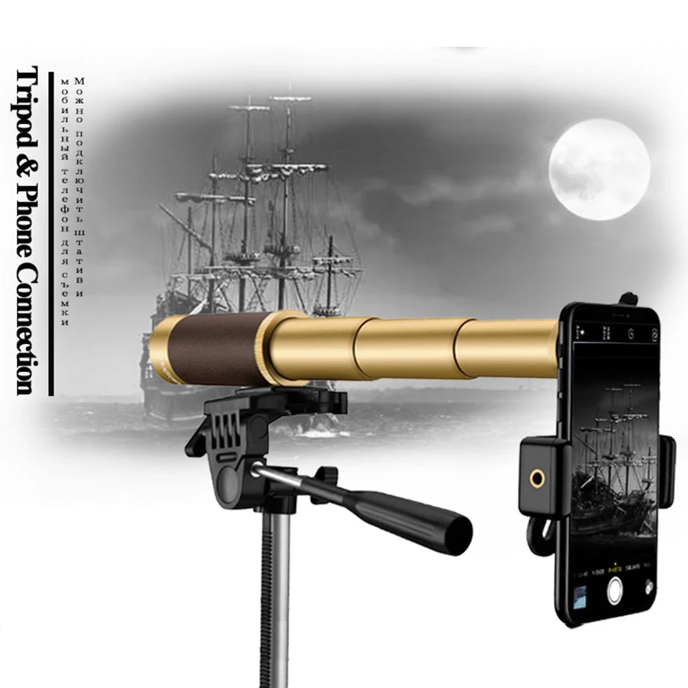 HD Vision Telescopic Pirate Monocular for Kids Adults, Spyglass for Camping, Moon Watching, Handheld Collapsible Telescope,25x50