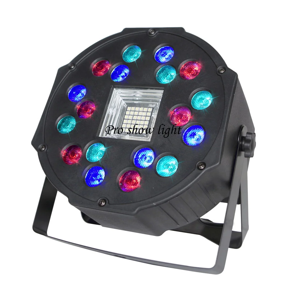 Disco Licht 18X0.75W Rgb Led Flat Par Licht Met 36X0.5W Wit Led Strobe Effect Light Dj Controller Par Led Voor kerst Licht