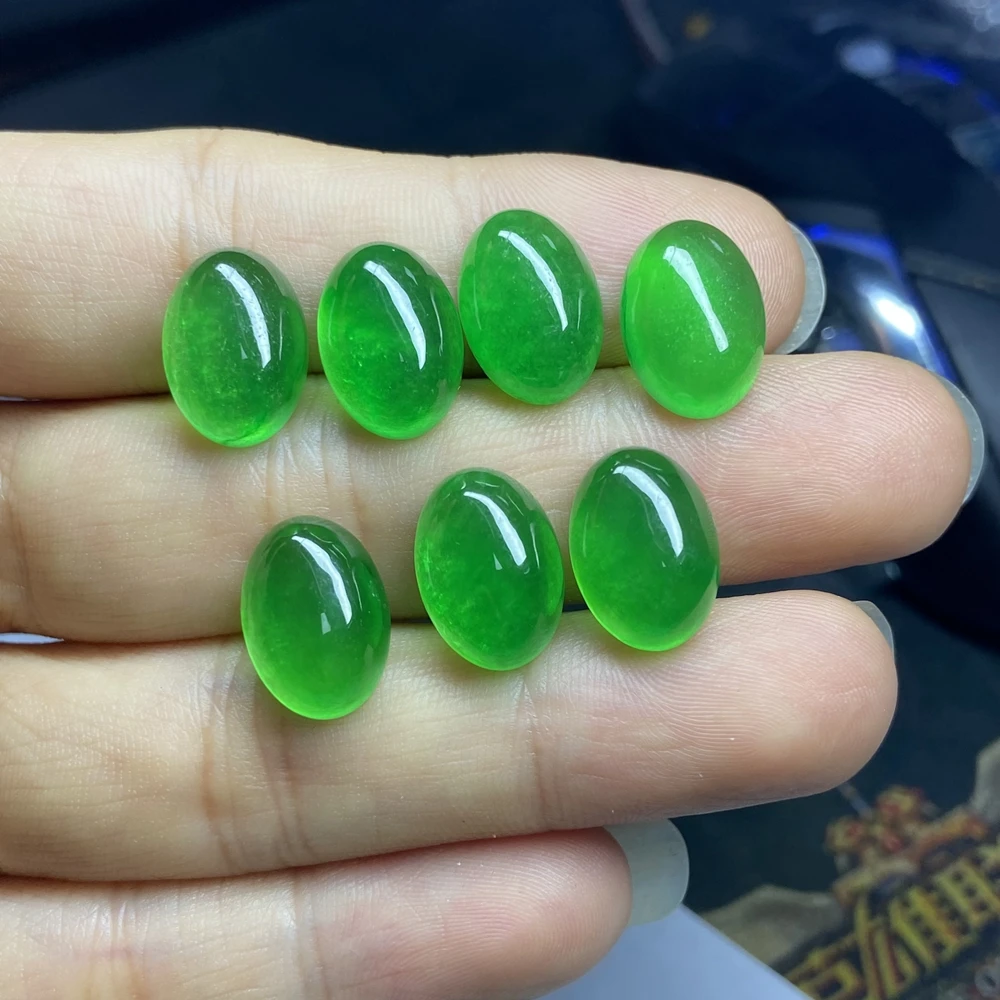 

Meisidian Natural Burma Jadeite Gemstone Oval Shape 10X14mm Flatback Cabochon Myanmar Jade Stone