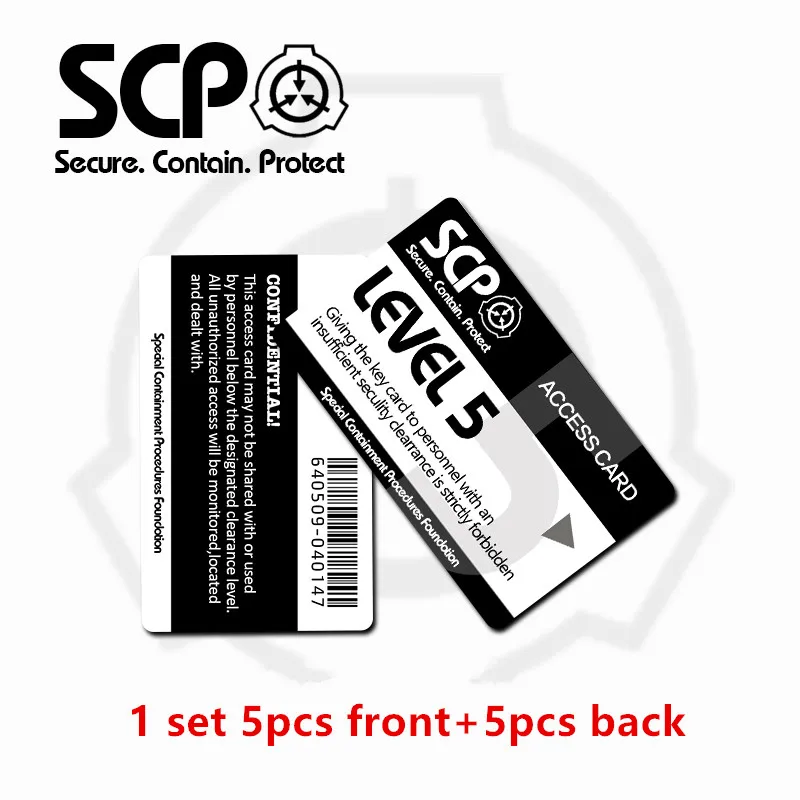 Card Stickers SCP Special Containment Procedures Foundation Logo Cosplay Access Grade Card