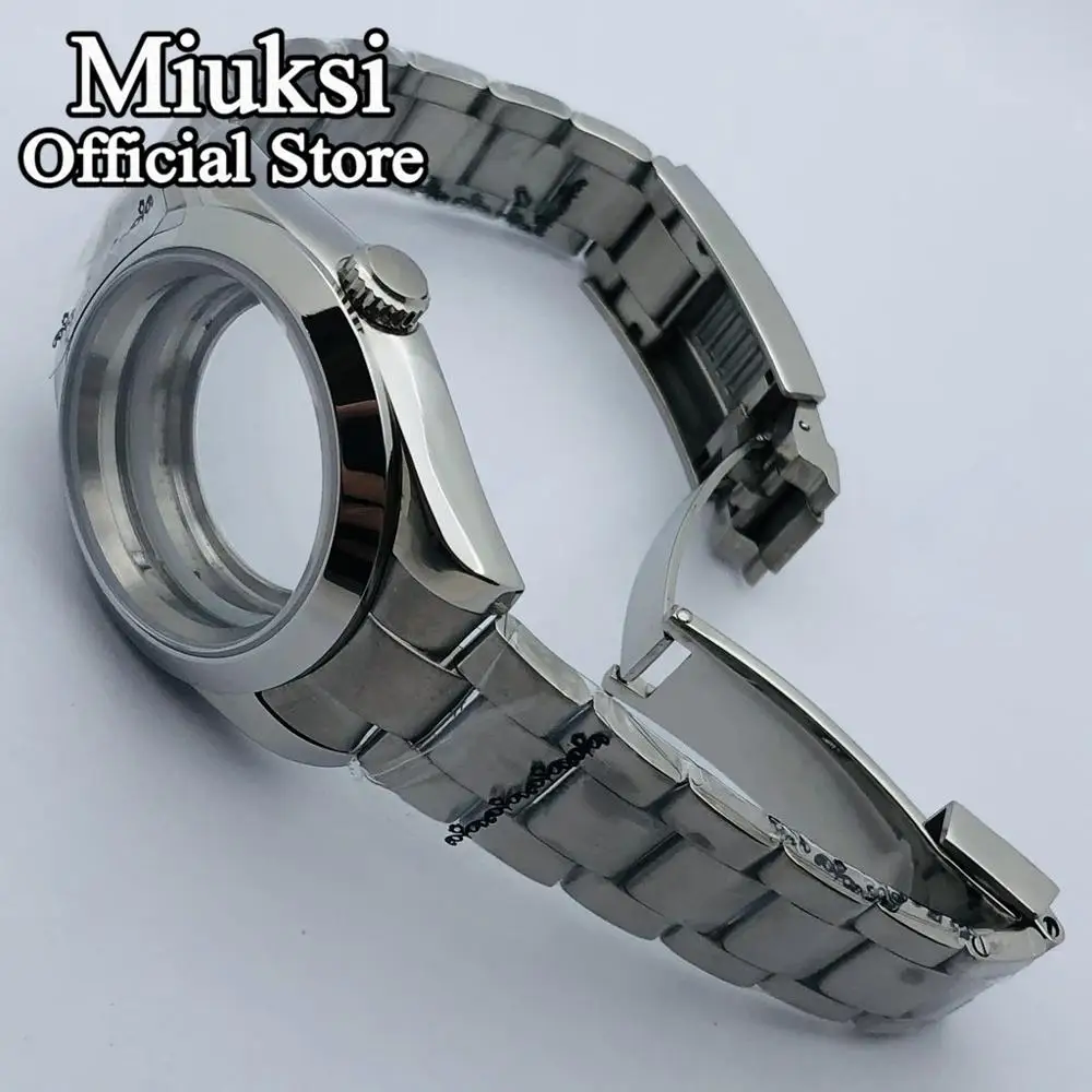 Miuksi 36mm/40mm sapphire glass silver case fit NH35 NH36 ETA2824 2836 Seagull ST2130 DG2813 3804 Miyota 8205 8215 821A movement