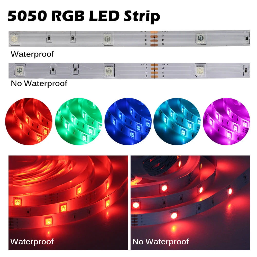 Taśma LED Light RGB 2835 / 5050 5M 10M 15M kolor RGB wymienna elastyczna taśma oświetlająca LED + pilot + zasilacz 12V