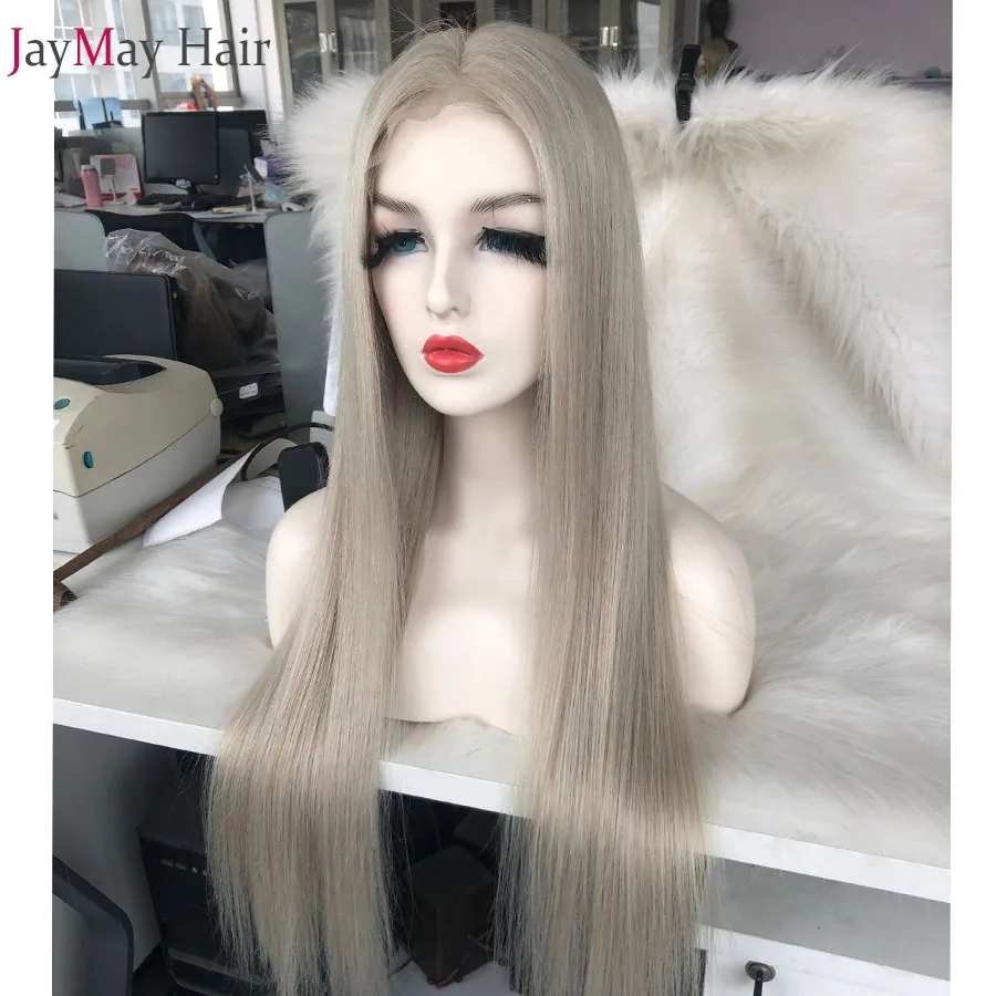 Jaymay Ash Blonde Lace Front Wig Brazilian Wavy Human Hair Wigs Pre Plucked 13X6 Lace Wigs Can Be Dyed & Restyle