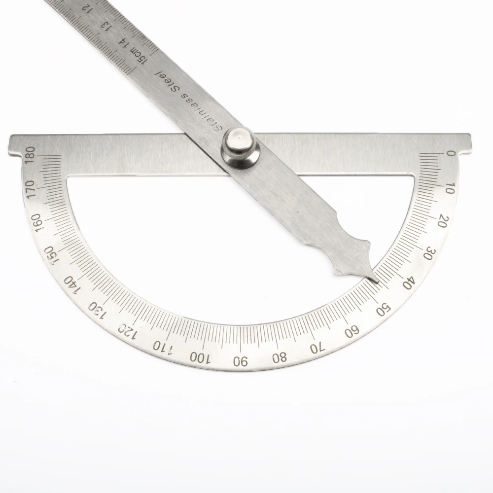 Đồng Hồ Nam Dây Thép Không Gỉ 180 Độ Protractor Góc Tìm Quay Đo Thước Góc Thước 150Mm Roundhead Toán Học Đo Dụng Cụ