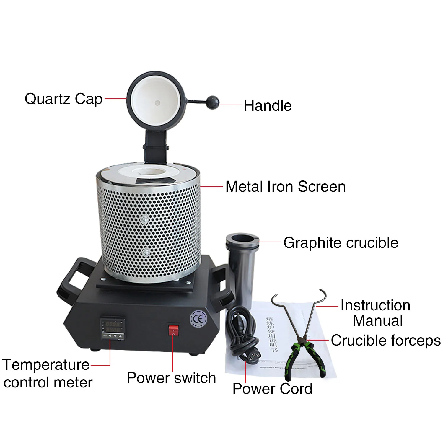 Imagem -04 - Fornalha de Derretimento Portátil de Alta Temperatura do Metal Pequeno da Fornalha do Cadinho da Grafite de 13kg 110v 220v Novos Estilos com Líquido