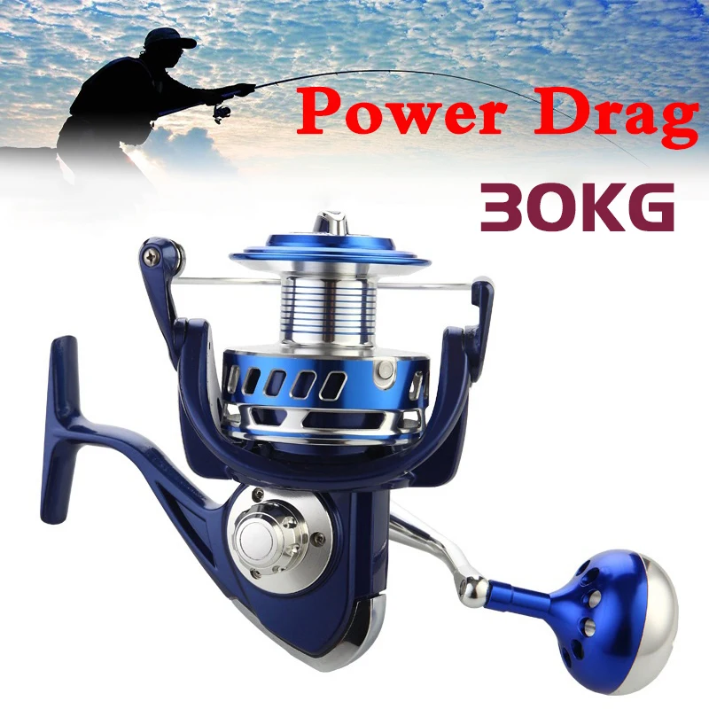 30KG Power Drag All Metal Spinning Reels 6000 7000 8000 9000 10000 Heavy Duty Sea Fishing Boat Fishing Jigging Fishing Reel