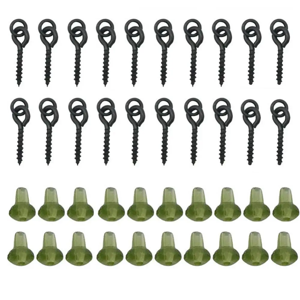 20PCS Boilies Bait Screw With Ring Fishing Carp Material For Carp Fishing Tackle Zig Chod Rig Carp Fishing Accessories Kit