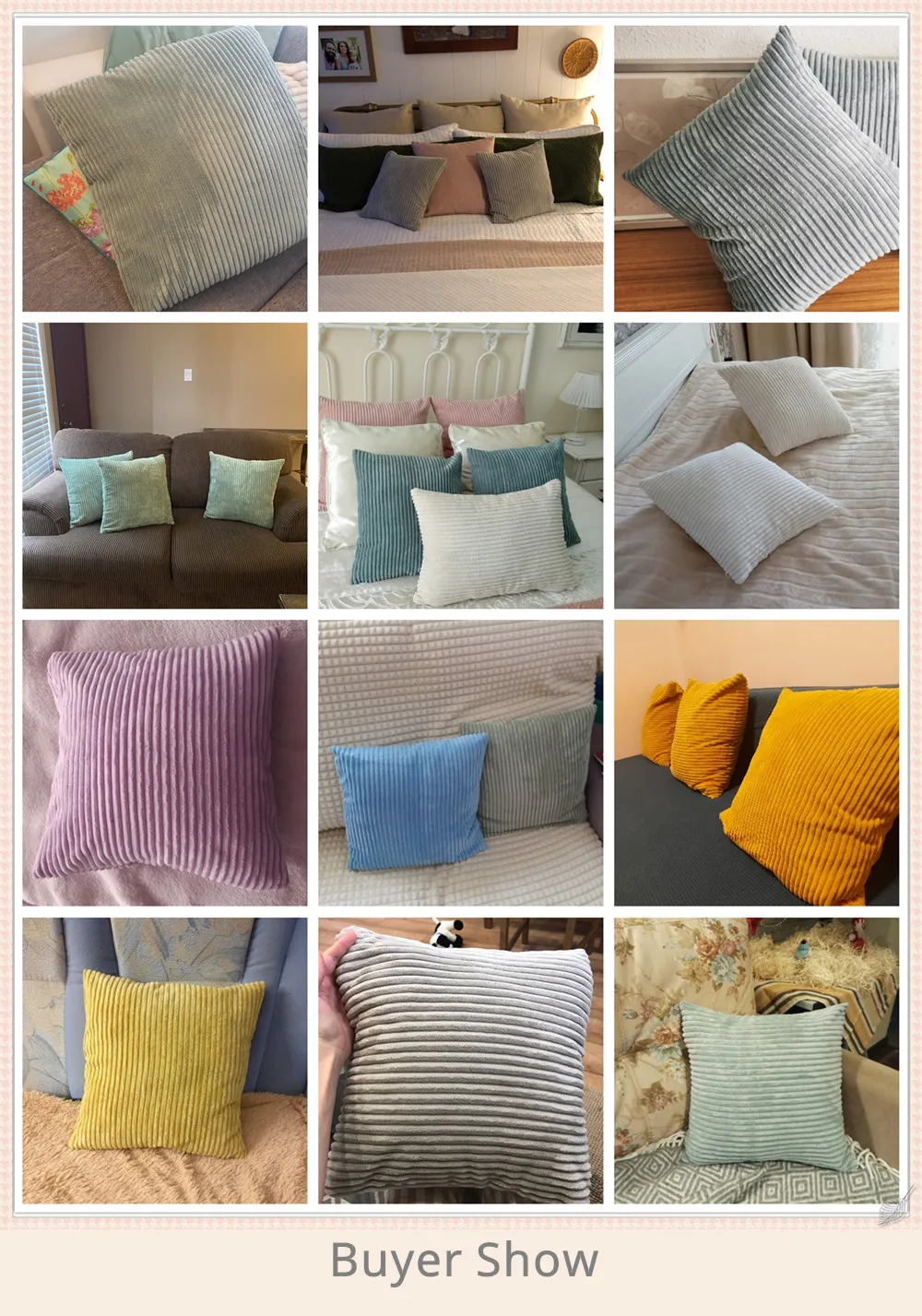 Supersoft Cord-Kissenbezug, einfarbig, gestreift, Dekokissenbezüge, dekorativer Kissenbezug für Sofa, Bett, Wohnzimmer, Dekoration – Detail 3
