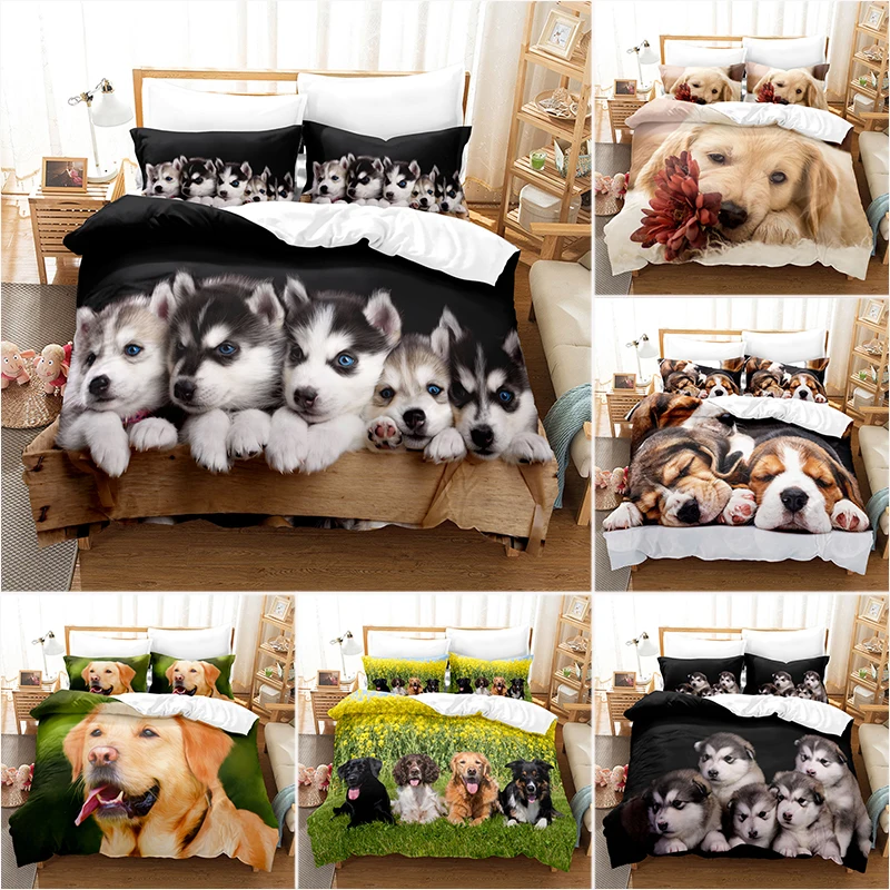 

Lovely Dogs Pattern Kids Duvet Cover with Pillow Cover Bedding Set Single Double Twin Full Queen King Bed Set Kawaii Bedding