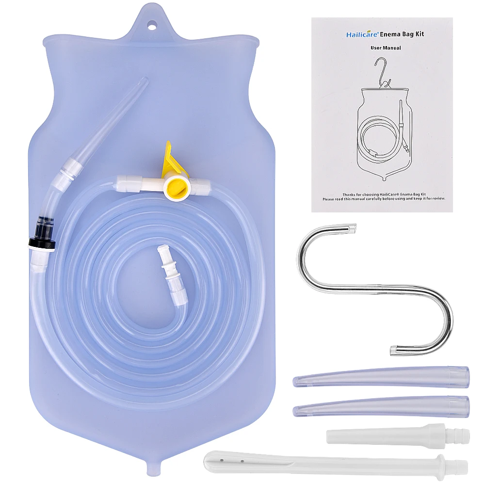 2L Enema Bag Kit Reusable Silicone Water Colon Cleansing Enteroclysm Detoxified Bowel Bags Vaginal Anal Washing