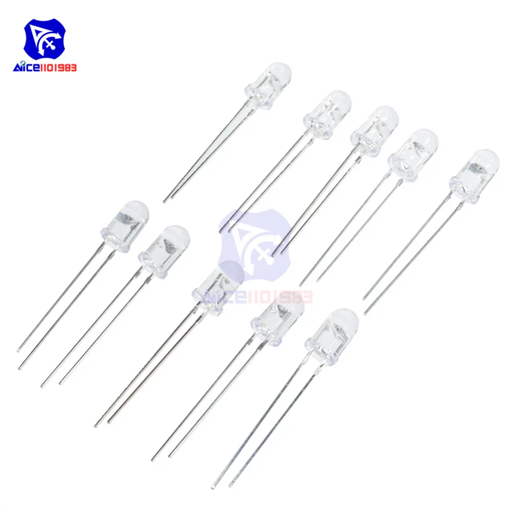 Diymore 10 قطعة/الوحدة 5 مللي متر 850nm الأشعة تحت الحمراء 2 دبوس الصمام الثنائي مصباح للكاميرا ليلة الإصدار #6