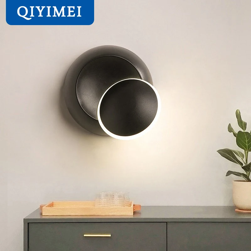 Wall Lamps Black White Body for Bedroom Living Room 90-260V Wall Light Indoor Led Wall Lamp Rotatable Plated Metal 5W Led Sconce