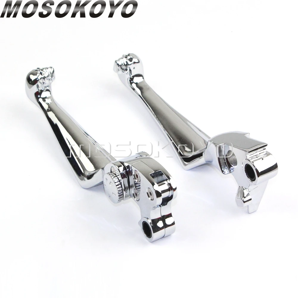 Chrome Motorcycle Skull Hand Brake Adjustable Clutch Levers For Harley Sportster 883/48 Fat Boy 1996-13 Dyna Street Fat Bob FXD